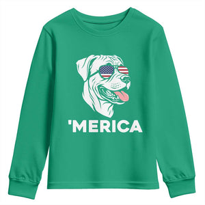 Patriotic Boxer Lover 4th Of July Dog Youth Sweatshirt American Flag Merica Pride