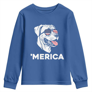 Patriotic Boxer Lover 4th Of July Dog Youth Sweatshirt American Flag Merica Pride