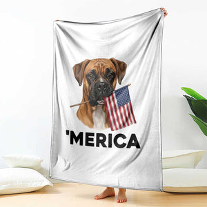 Merica Patriotic Boxer Mom Dad Gift Throw Blanket Merica 4th Of July