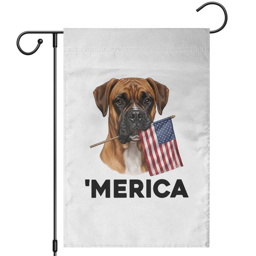 Merica Patriotic Boxer Mom Dad Gift Garden Flag Merica 4th Of July