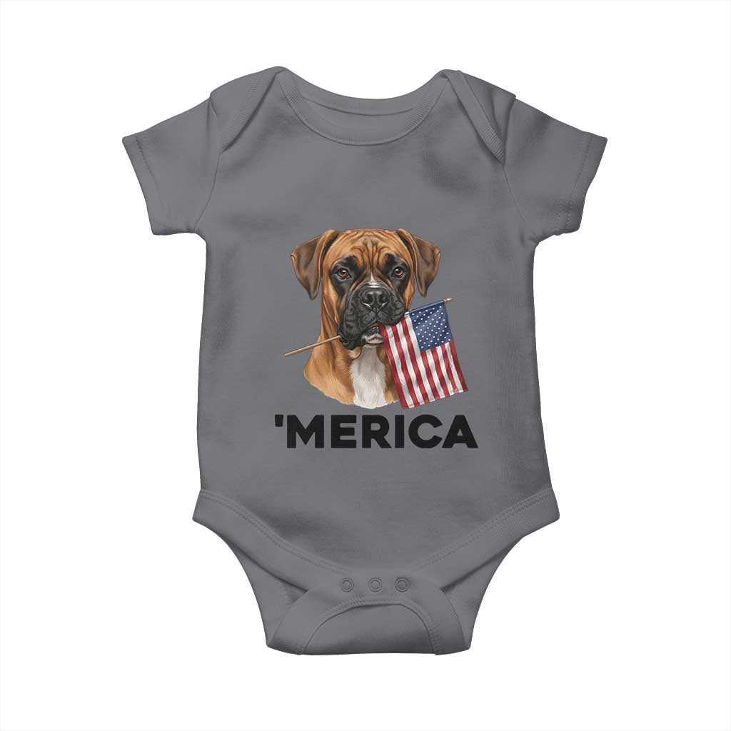 Merica Patriotic Boxer Mom Dad Gift Baby Onesie Merica 4th Of July