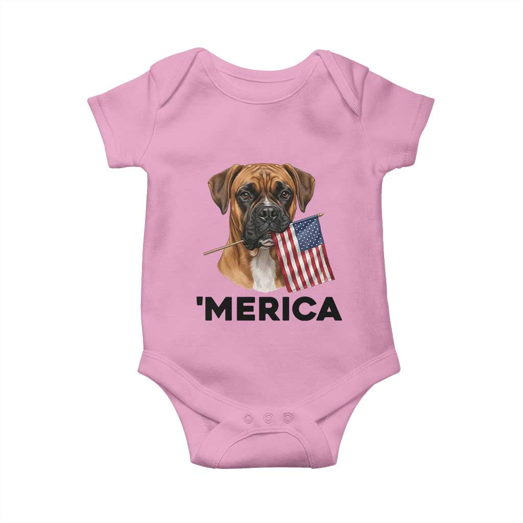 Merica Patriotic Boxer Mom Dad Gift Baby Onesie Merica 4th Of July
