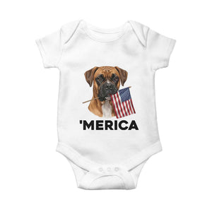 Merica Patriotic Boxer Mom Dad Gift Baby Onesie Merica 4th Of July