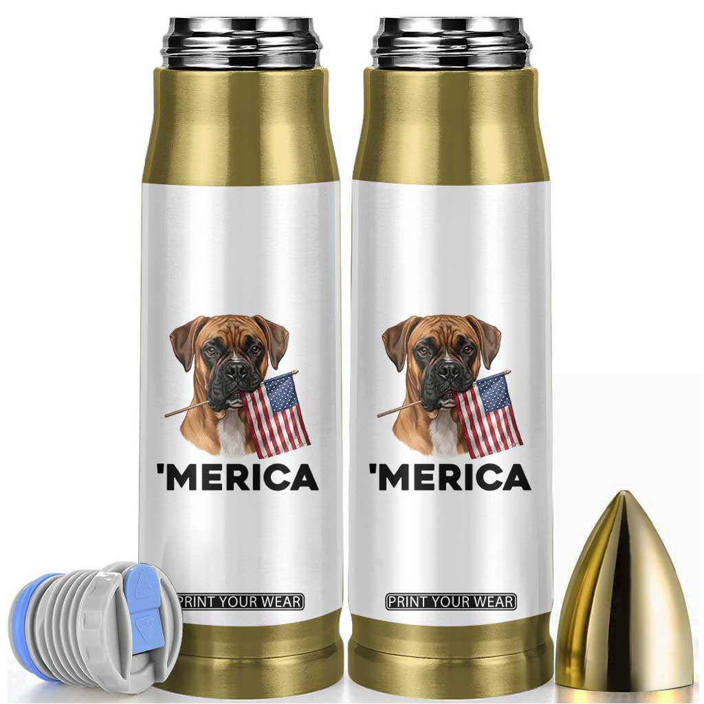 Merica Patriotic Boxer Mom Dad Gift Bullet Tumbler Merica 4th Of July