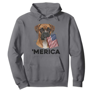 Merica Patriotic Boxer Mom Dad Gift Hoodie Merica 4th Of July