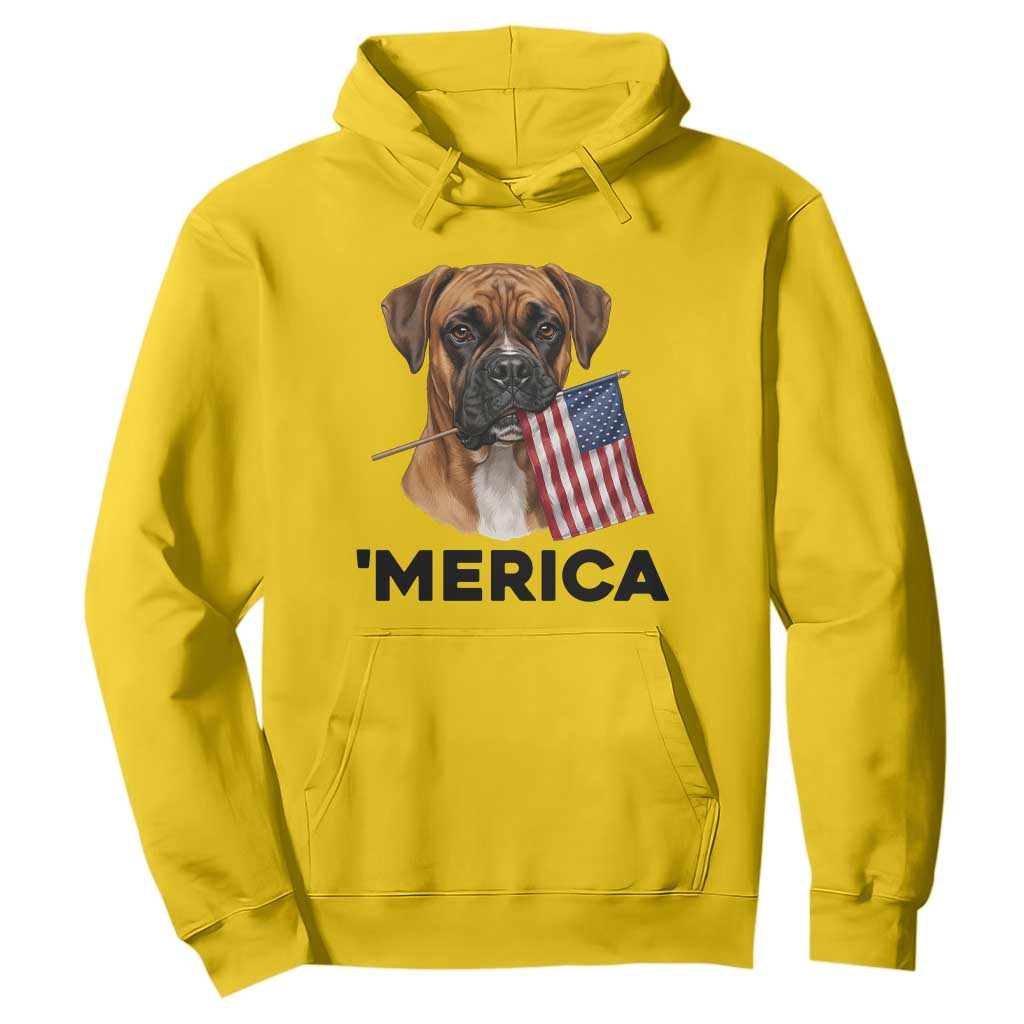 Merica Patriotic Boxer Mom Dad Gift Hoodie Merica 4th Of July