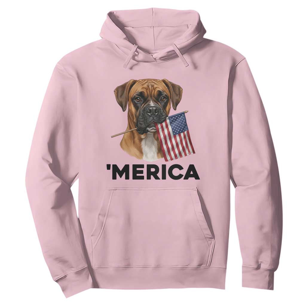Merica Patriotic Boxer Mom Dad Gift Hoodie Merica 4th Of July