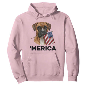 Merica Patriotic Boxer Mom Dad Gift Hoodie Merica 4th Of July