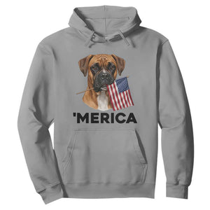 Merica Patriotic Boxer Mom Dad Gift Hoodie Merica 4th Of July