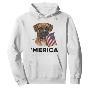 Merica Patriotic Boxer Mom Dad Gift Hoodie Merica 4th Of July
