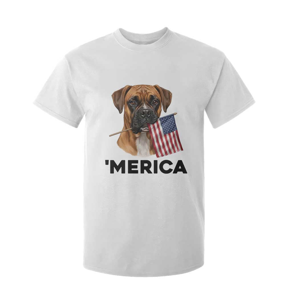Merica Patriotic Boxer Mom Dad Gift T Shirt For Kid Merica 4th Of July TS12 White Print Your Wear