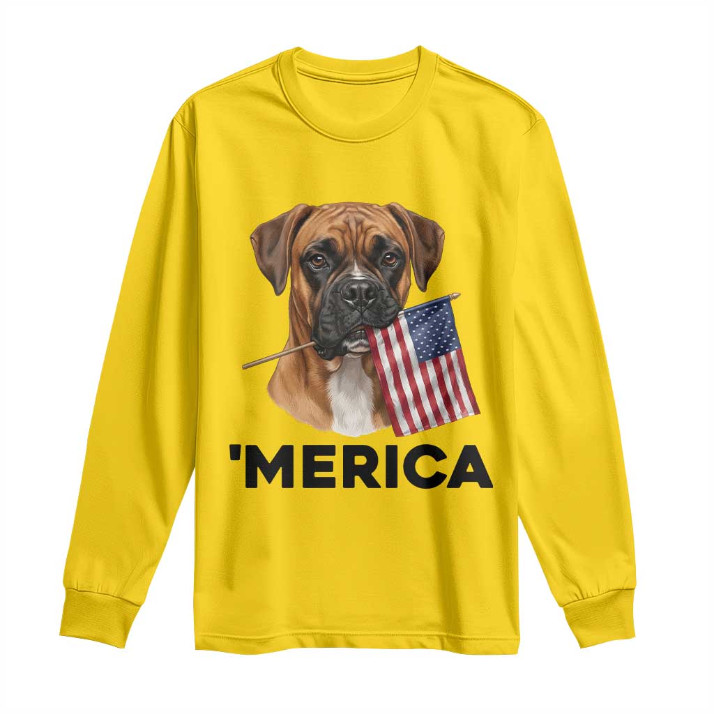Merica Patriotic Boxer Mom Dad Gift Long Sleeve Shirt Merica 4th Of July TS12 Daisy Print Your Wear