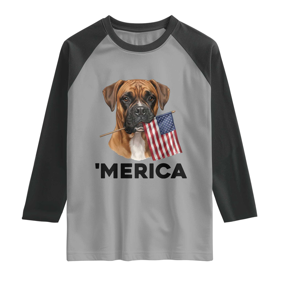 Merica Patriotic Boxer Mom Dad Gift Raglan Shirt Merica 4th Of July TS12 Sport Gray Black Print Your Wear