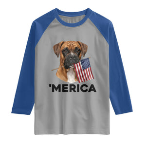 Merica Patriotic Boxer Mom Dad Gift Raglan Shirt Merica 4th Of July TS12 Sport Gray Royal Print Your Wear