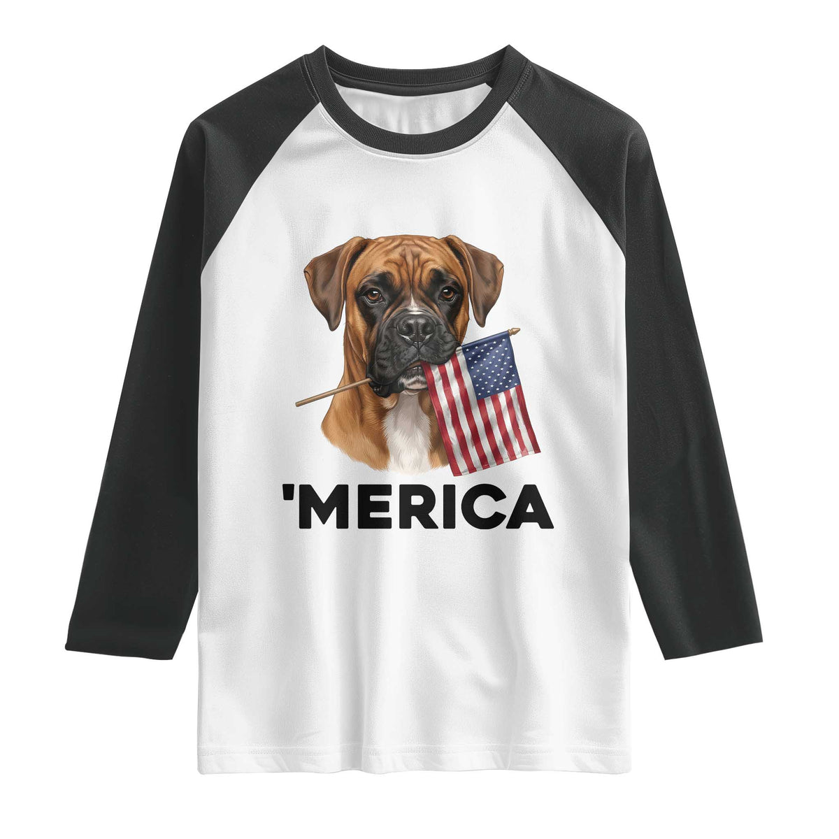 Merica Patriotic Boxer Mom Dad Gift Raglan Shirt Merica 4th Of July TS12 White Black Print Your Wear