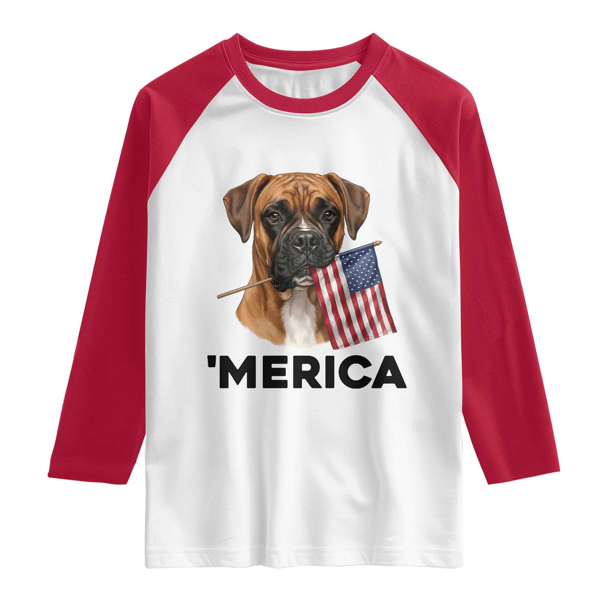 Merica Patriotic Boxer Mom Dad Gift Raglan Shirt Merica 4th Of July TS12 White Red Print Your Wear