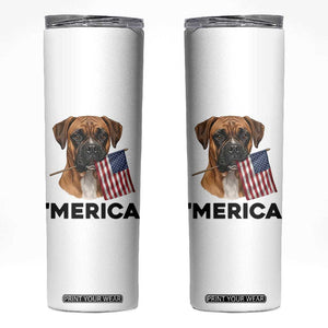 Merica Patriotic Boxer Mom Dad Gift Skinny Tumbler Merica 4th Of July