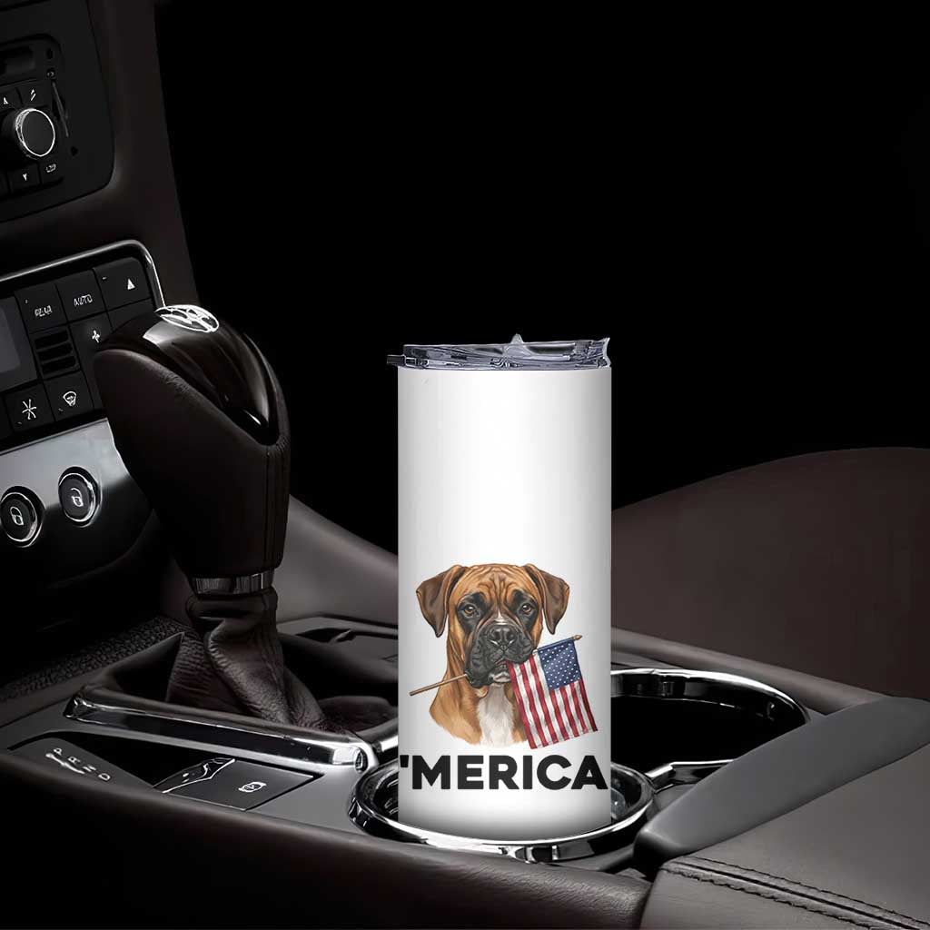 Merica Patriotic Boxer Mom Dad Gift Skinny Tumbler Merica 4th Of July