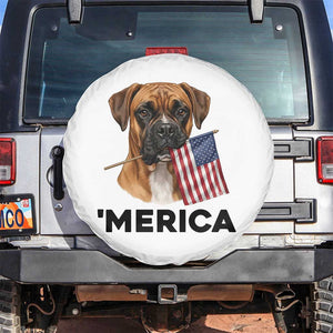 Merica Patriotic Boxer Mom Dad Gift Spare Tire Cover Merica 4th Of July