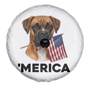 Merica Patriotic Boxer Mom Dad Gift Spare Tire Cover Merica 4th Of July
