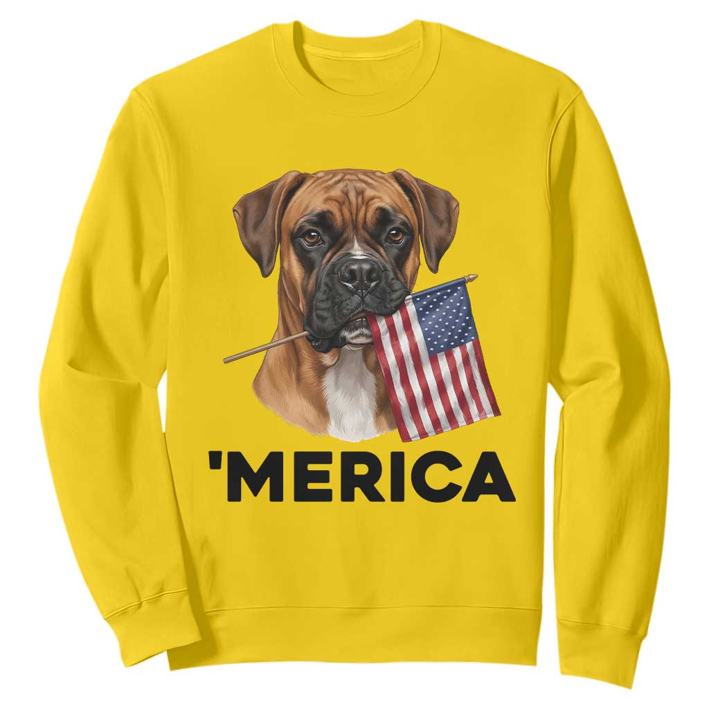 Merica Patriotic Boxer Mom Dad Gift Sweatshirt Merica 4th Of July