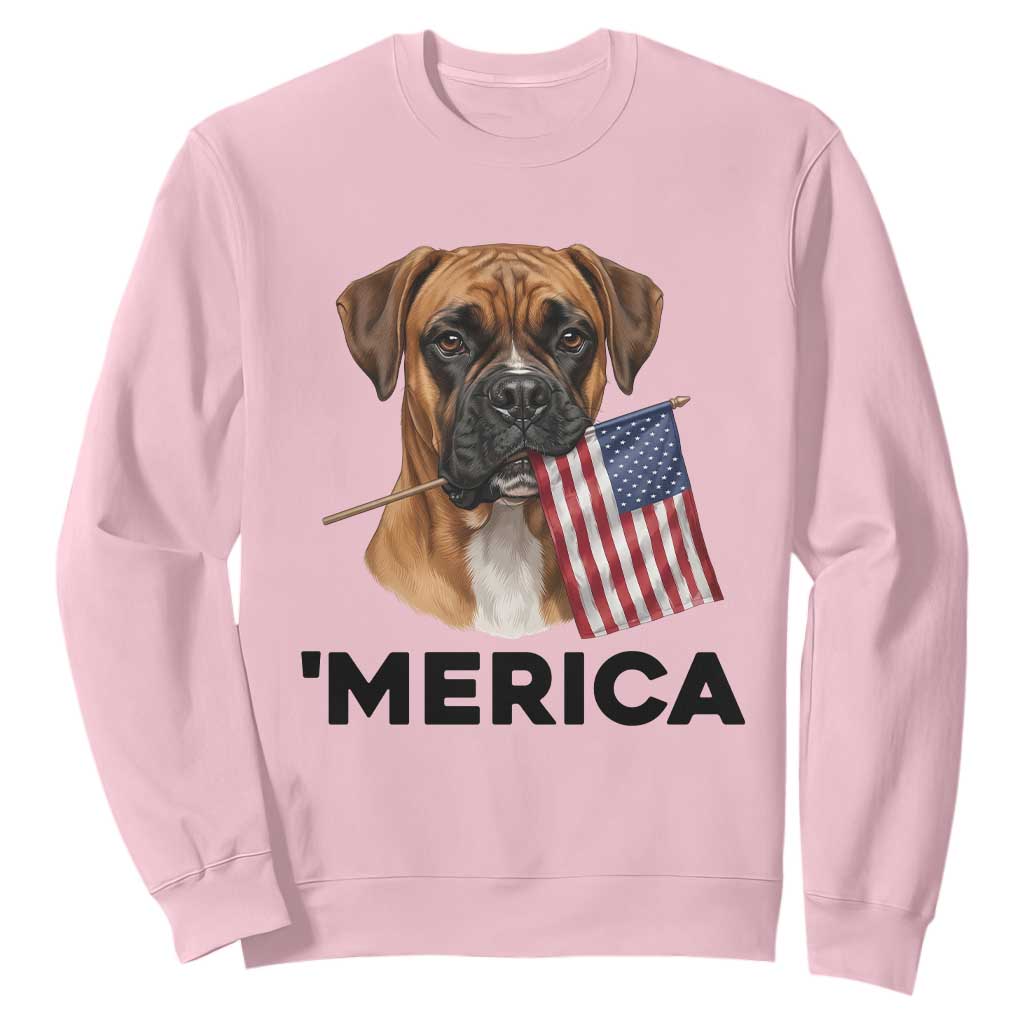 Merica Patriotic Boxer Mom Dad Gift Sweatshirt Merica 4th Of July