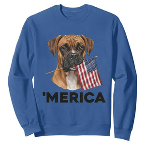 Merica Patriotic Boxer Mom Dad Gift Sweatshirt Merica 4th Of July