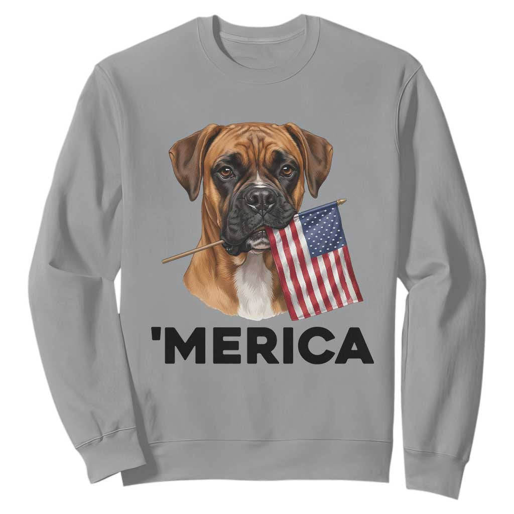 Merica Patriotic Boxer Mom Dad Gift Sweatshirt Merica 4th Of July