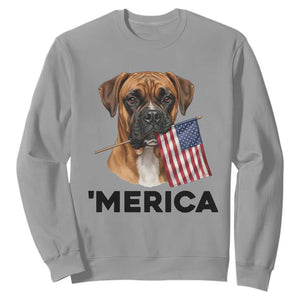 Merica Patriotic Boxer Mom Dad Gift Sweatshirt Merica 4th Of July