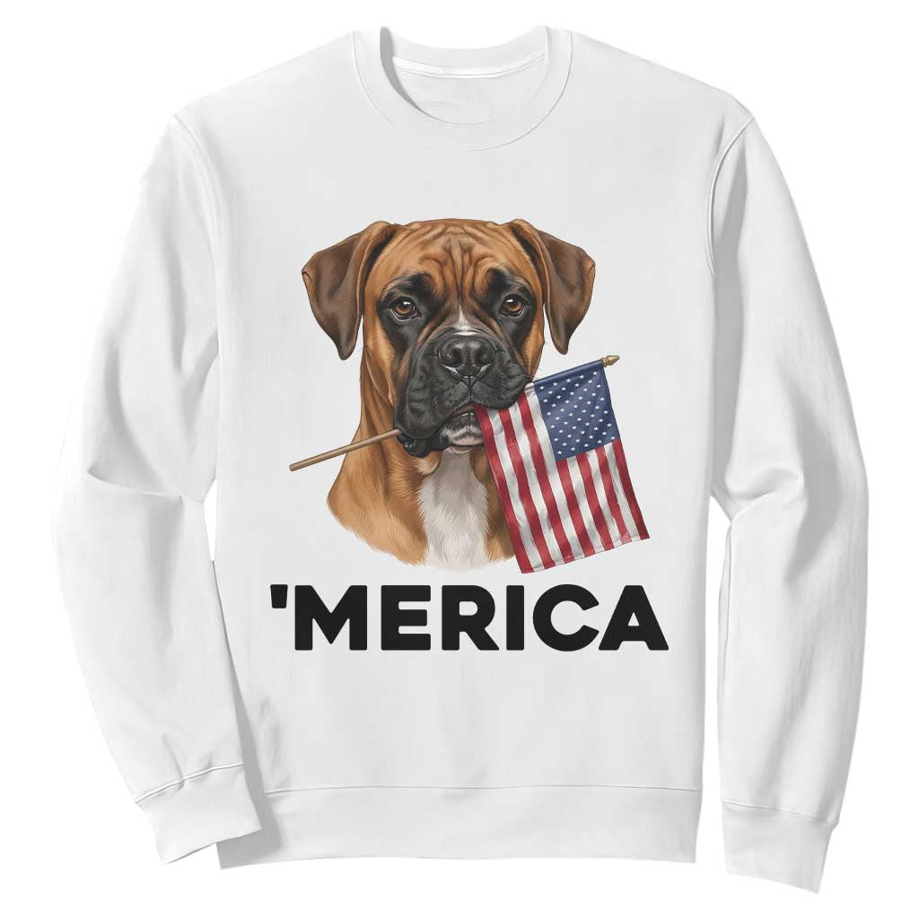 Merica Patriotic Boxer Mom Dad Gift Sweatshirt Merica 4th Of July