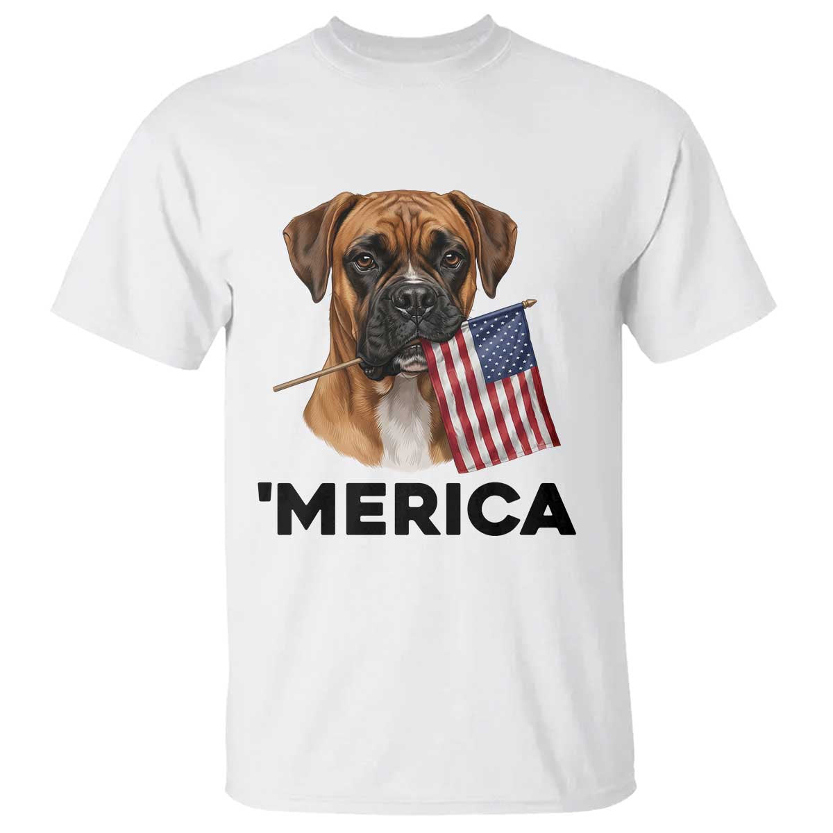 Merica Patriotic Boxer Mom Dad Gift T Shirt Merica 4th Of July TS12 White Print Your Wear