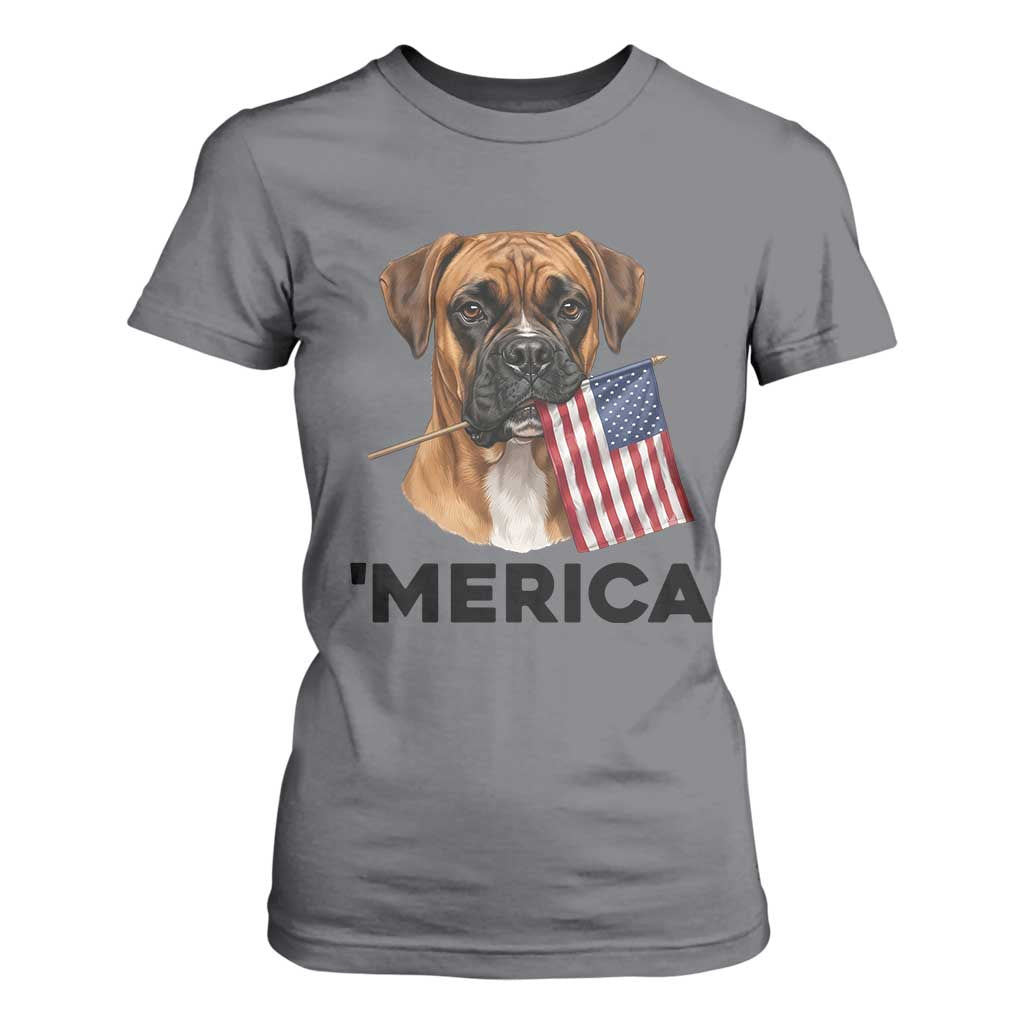 Merica Patriotic Boxer Mom Dad Gift T Shirt For Women Merica 4th Of July