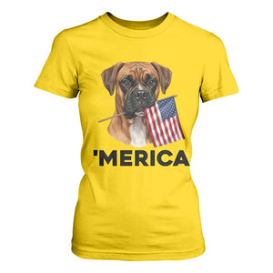 Merica Patriotic Boxer Mom Dad Gift T Shirt For Women Merica 4th Of July