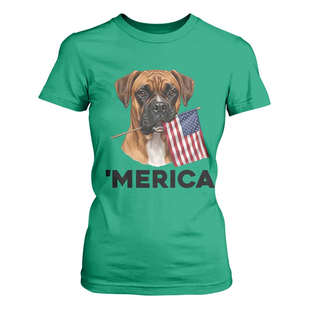 Merica Patriotic Boxer Mom Dad Gift T Shirt For Women Merica 4th Of July