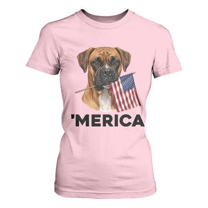 Merica Patriotic Boxer Mom Dad Gift T Shirt For Women Merica 4th Of July