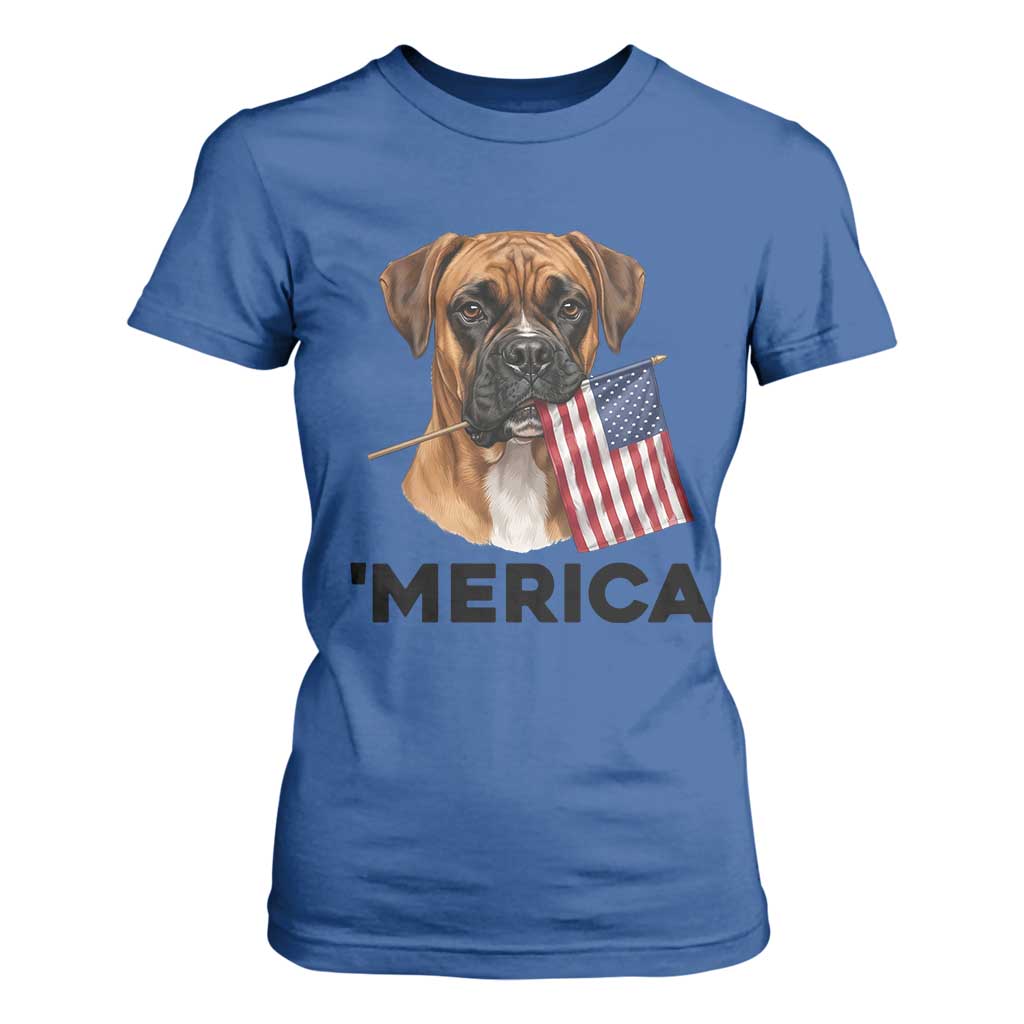 Merica Patriotic Boxer Mom Dad Gift T Shirt For Women Merica 4th Of July