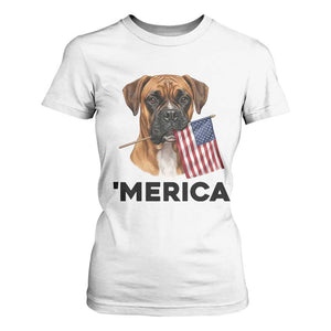 Merica Patriotic Boxer Mom Dad Gift T Shirt For Women Merica 4th Of July