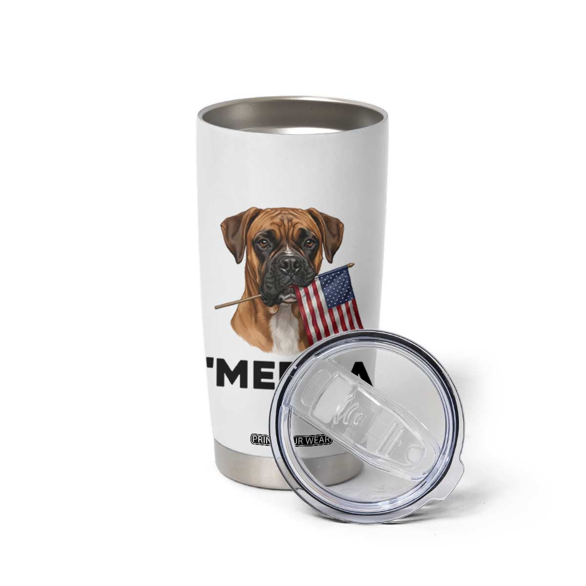 Merica Patriotic Boxer Mom Dad Gift Tumbler Cup Merica 4th Of July TS12 Print Your Wear