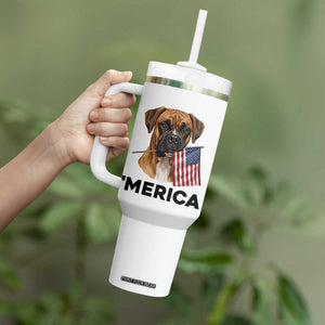 Merica Patriotic Boxer Mom Dad Gift Tumbler With Handle Merica 4th Of July TS12 Print Your Wear