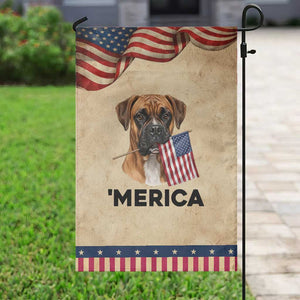 Merica Boxer Mom Dad Gift Patriotic Garden Flag Merica 4th Of July
