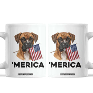 Merica Patriotic Boxer Mom Dad Gift Coffee Mug Merica 4th Of July