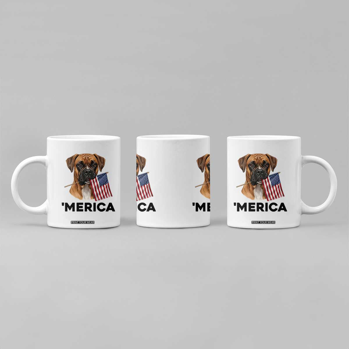 Merica Patriotic Boxer Mom Dad Gift Coffee Mug Merica 4th Of July