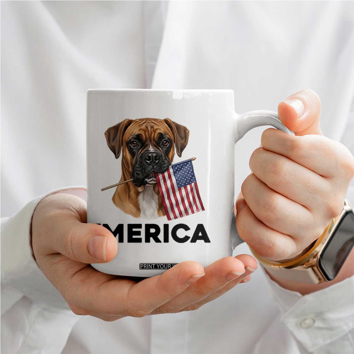 Merica Patriotic Boxer Mom Dad Gift Coffee Mug Merica 4th Of July