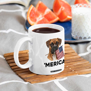 Merica Patriotic Boxer Mom Dad Gift Coffee Mug Merica 4th Of July
