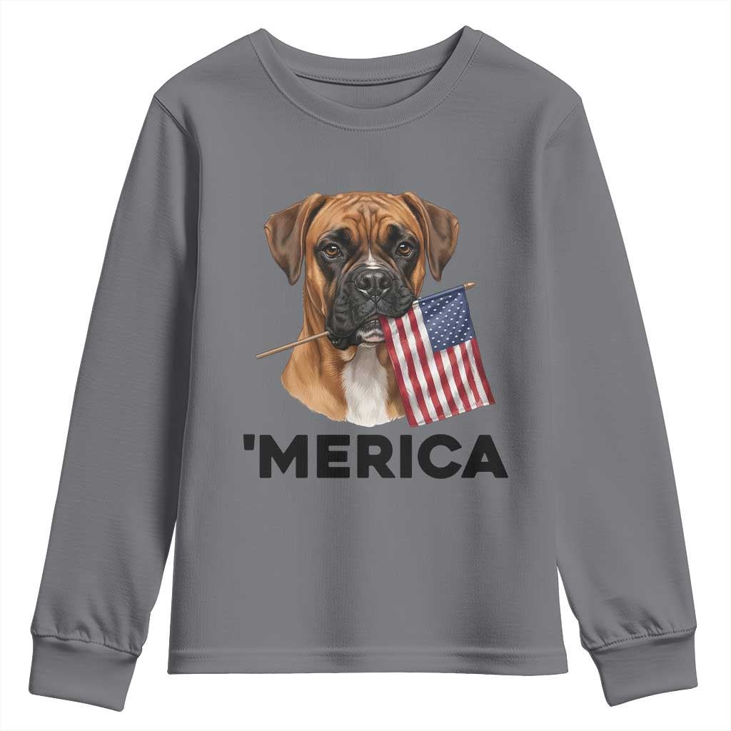 Merica Patriotic Boxer Mom Dad Gift Youth Sweatshirt Merica 4th Of July