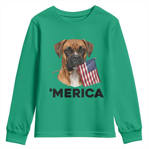 Merica Patriotic Boxer Mom Dad Gift Youth Sweatshirt Merica 4th Of July