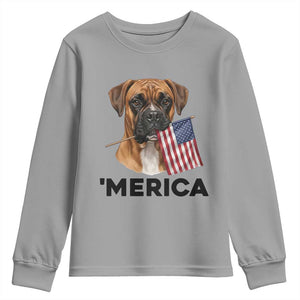 Merica Patriotic Boxer Mom Dad Gift Youth Sweatshirt Merica 4th Of July