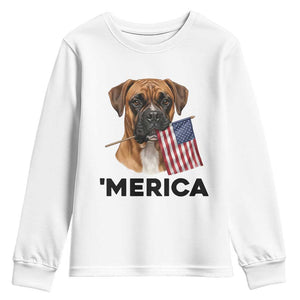 Merica Patriotic Boxer Mom Dad Gift Youth Sweatshirt Merica 4th Of July