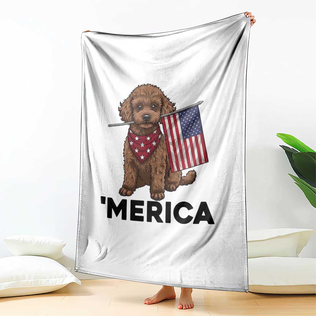 Patriotic Poodle Mom Dad Gift Throw Blanket Merica 4th Of July TS12 Print Your Wear