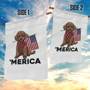 Patriotic Poodle Mom Dad Gift Garden Flag Merica 4th Of July